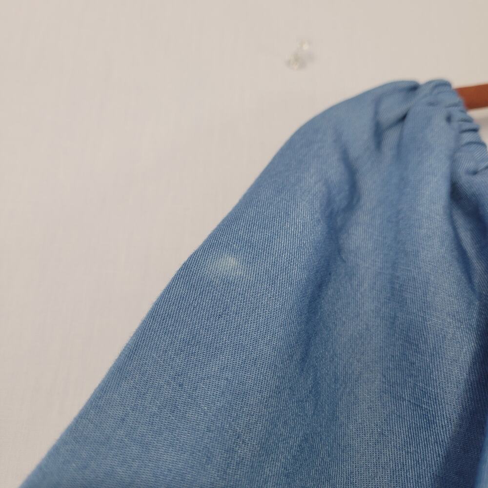 Jason Wu Linen Blend Chambray Square Neck Puff Sleeve Midi Dress size 6 Milkmaid - Picture 12 of 12